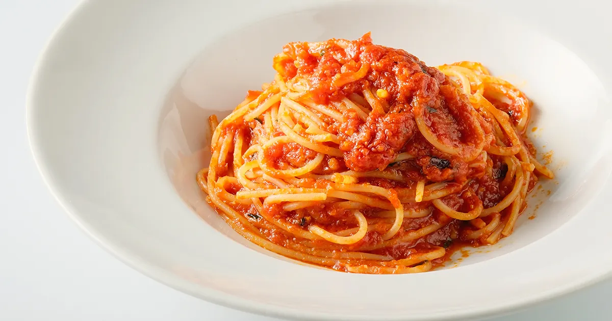 アッラビアータ スパゲッティ_カット
